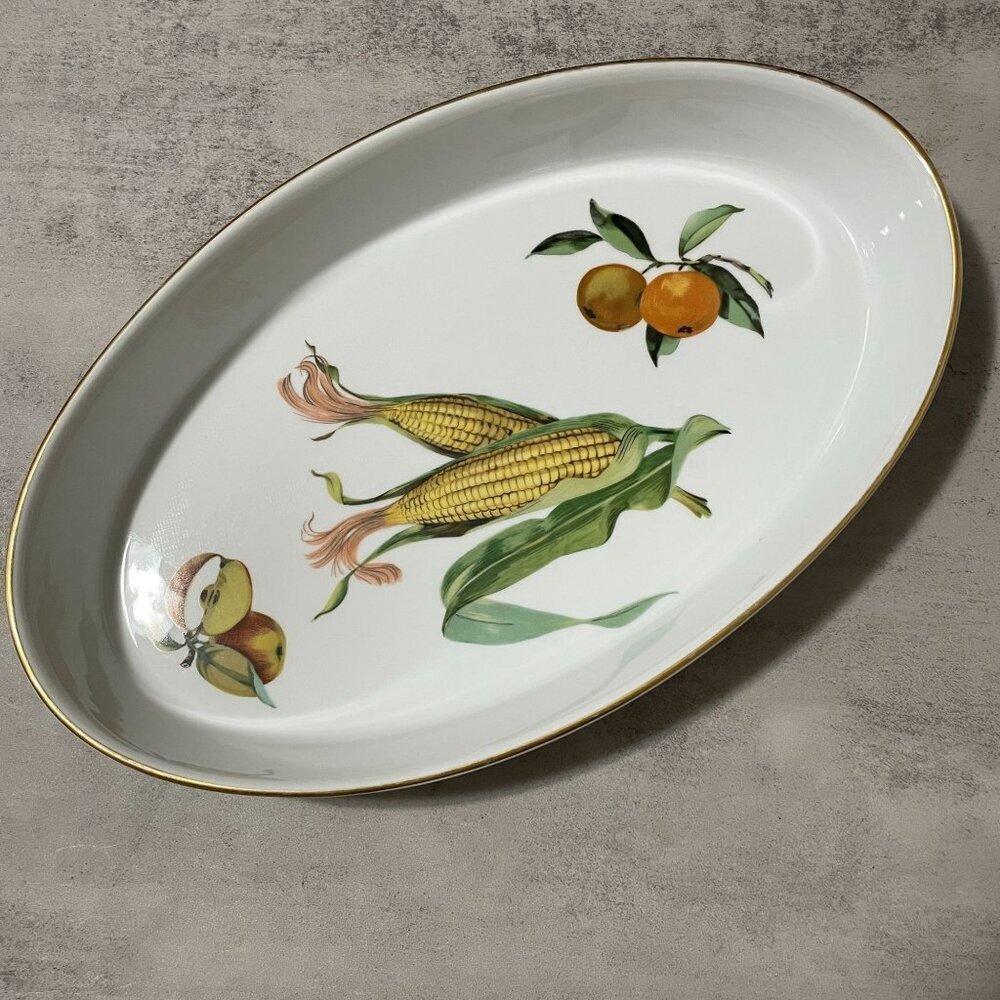 Vintage Royal Worcester Evesham Vale 14.5" Oval Shallow Baking Dish Oven Safe